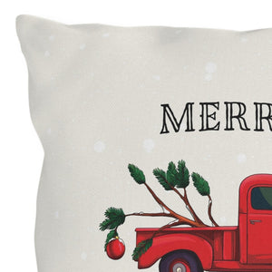 throw pillow with 'Christmas Outdoor Red Truck Charlie Brown Holiday' design