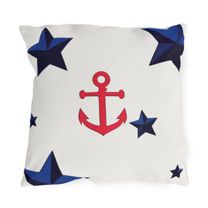 throw pillow with 'Nautical Patriotic Decor Outdoor Indoor' design