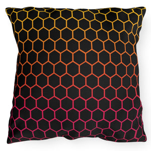 throw pillow with 'Honeycomb Rainbow' design