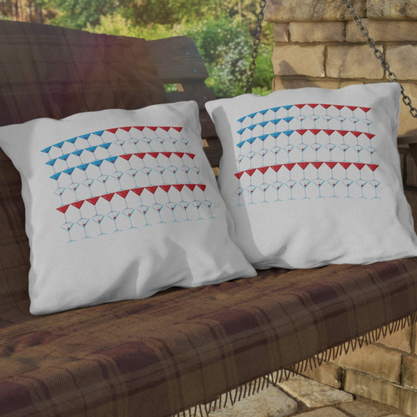Martini American Flag Patriotic Outdoor Indoor Throw Pillow