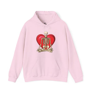 Sand hoodie with 'Namaste Skeleton Yoga Halloween' design on a plain background