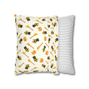 throw pillow with 'Honey Bees Spring Cover' design