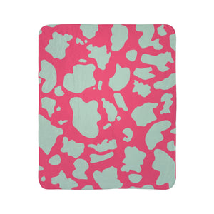 pink green pastel animal print plush sherpa throw