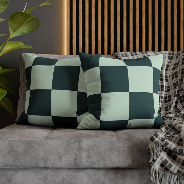 SW Paradox Green Checkered Faux Suede Pillow Cover