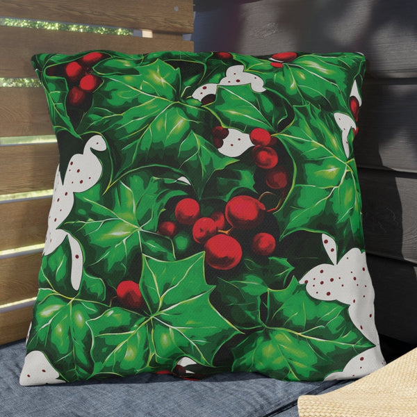 berries and ivy christmas throw pillow