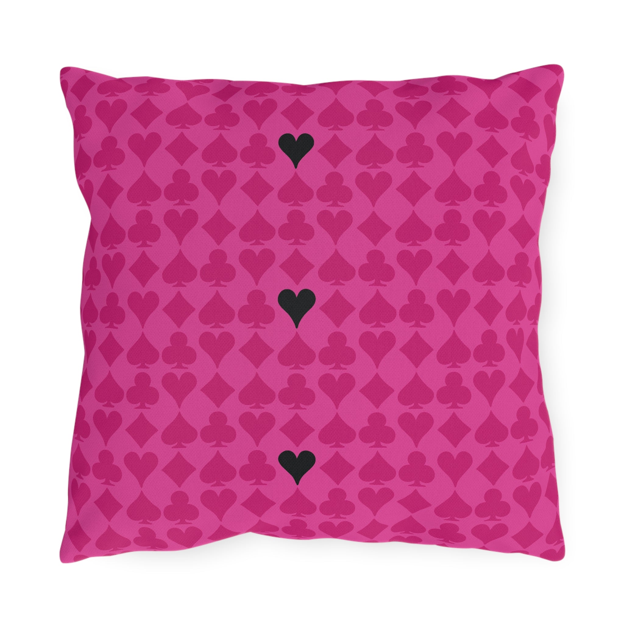 Playing Cards Hearts Pink & Black Chic Throw Pillow