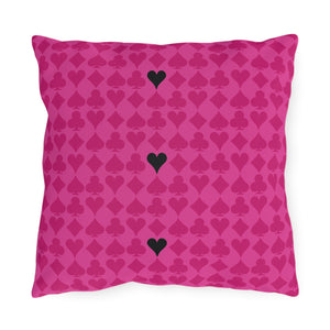 throw pillow with 'Card Deck Pink & Black' design