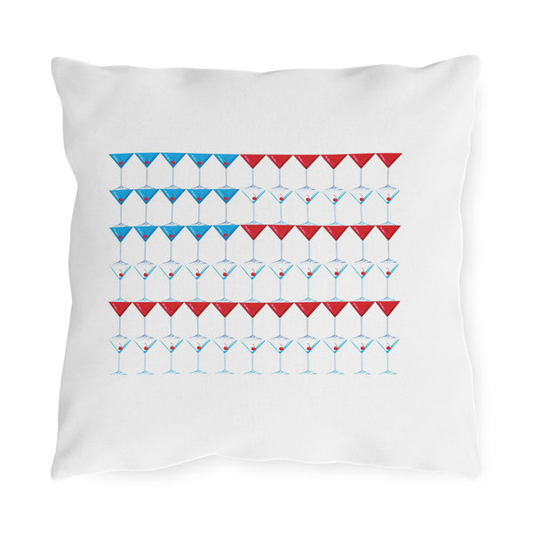 Martini American Flag Patriotic Outdoor Indoor Throw Pillow