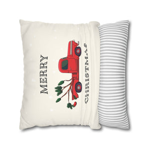 throw pillow with 'Red Truck Cover Christmas' design