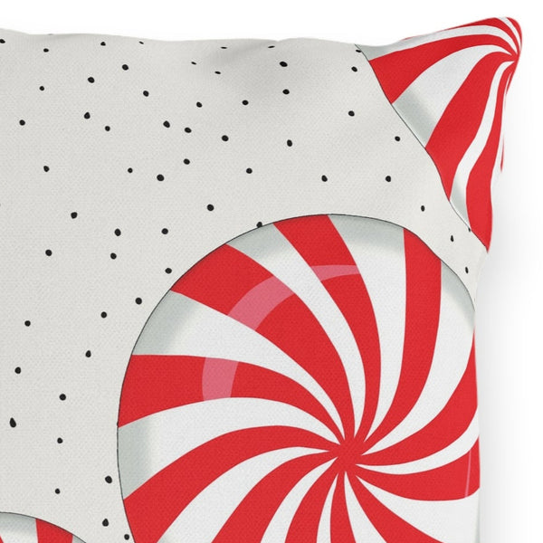 Peppermint Candy Cane Indoor Outdoor Christmas Throw Pillow