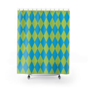 Harlequin Blue Green Bath Shower Curtain
