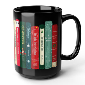 Christmas books coffee mug tea cup