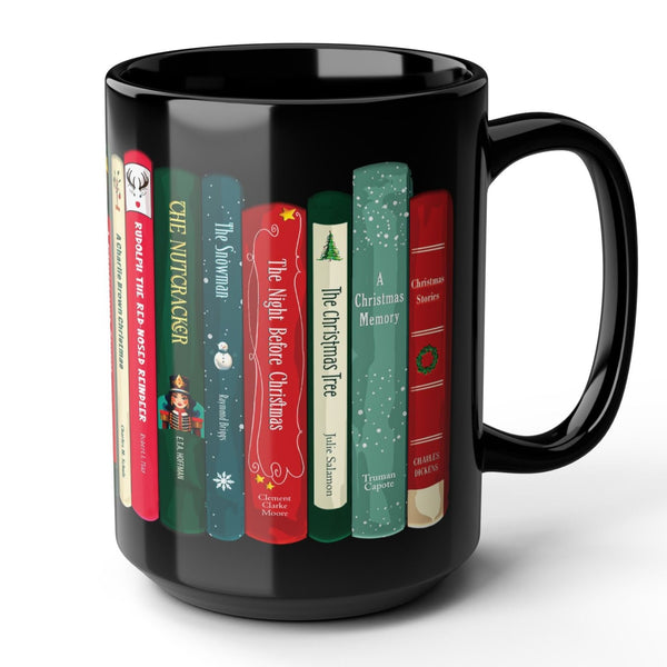 Christmas books coffee mug tea cup