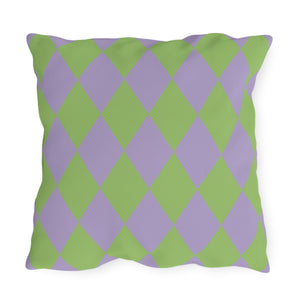 Reversible Green Purple Harlequin Indoor Outdoor Pillow