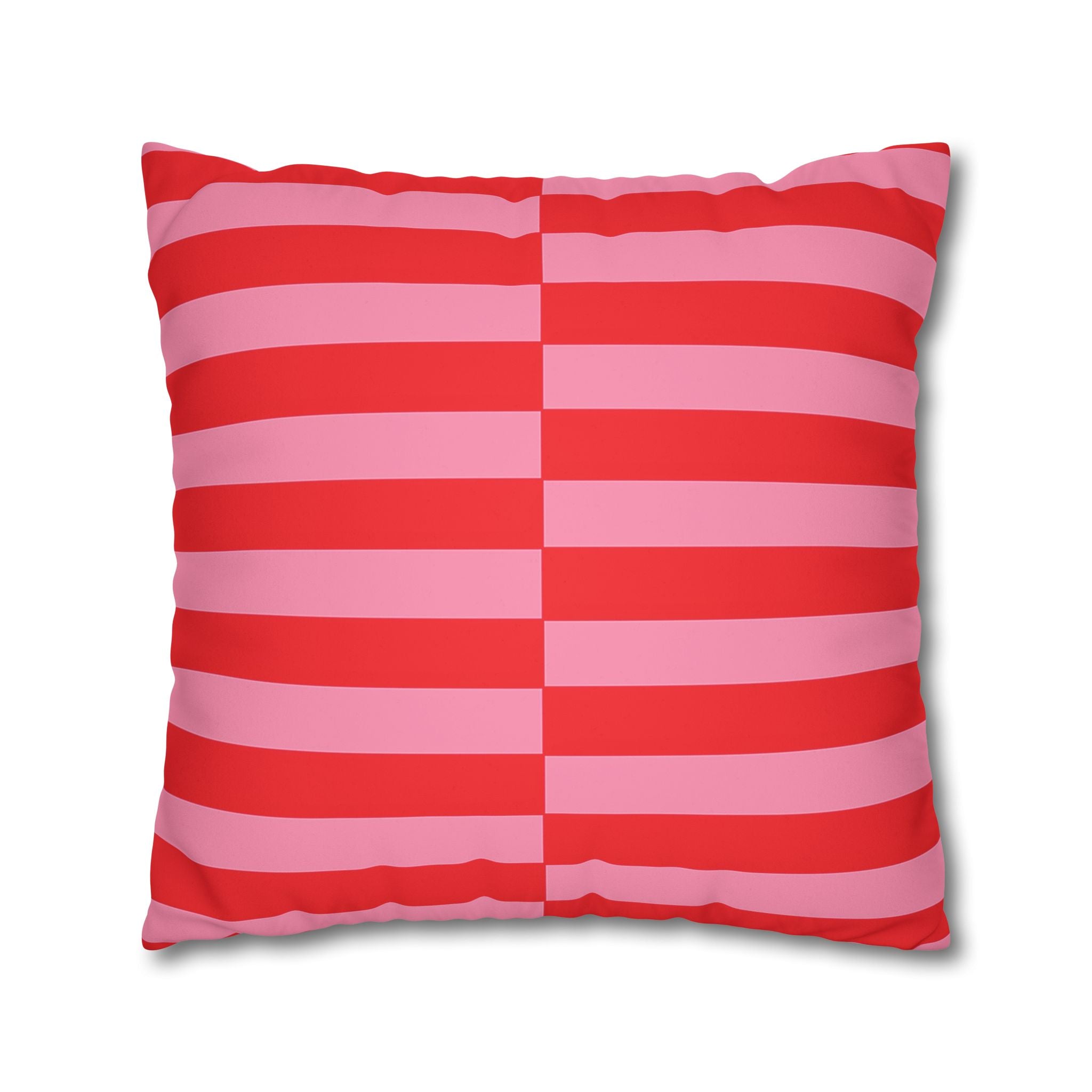 Pink Candy Cane Striped Faux Suede Christmas Pillow Cover
