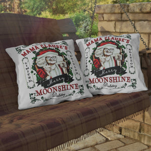 throw pillow with 'Holiday Moonshine Christmas' design