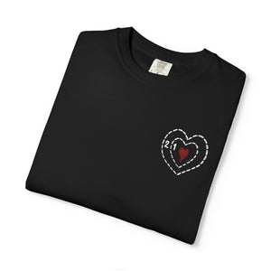 Embroidered Grinch Heart Holiday Comfort Colors® T-Shirt
