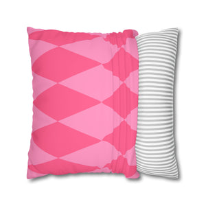 Reversible Pink Spring Harlequin Pillow Cover