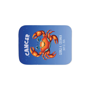 Soft sherpa blanket with 'Personalized Cancer Zodiac | Custom Gift' design