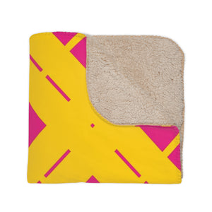 Yellow and Pink Geometric Sherpa Throw Blanket
