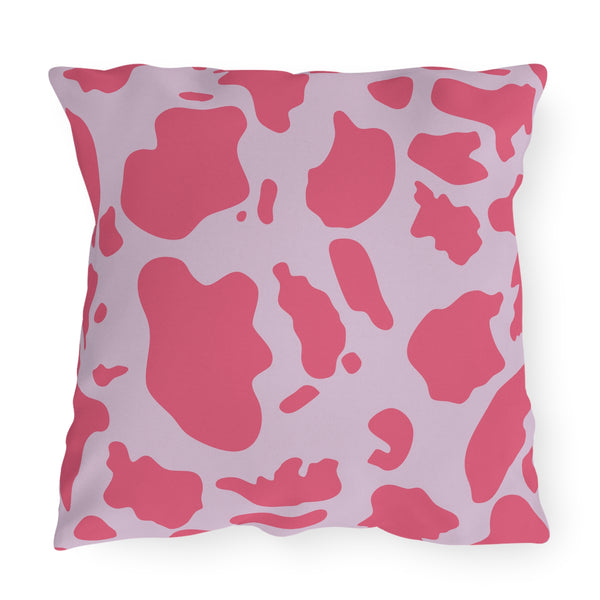 pink and lilac cow animal print decorative throw pillow outdoor decor