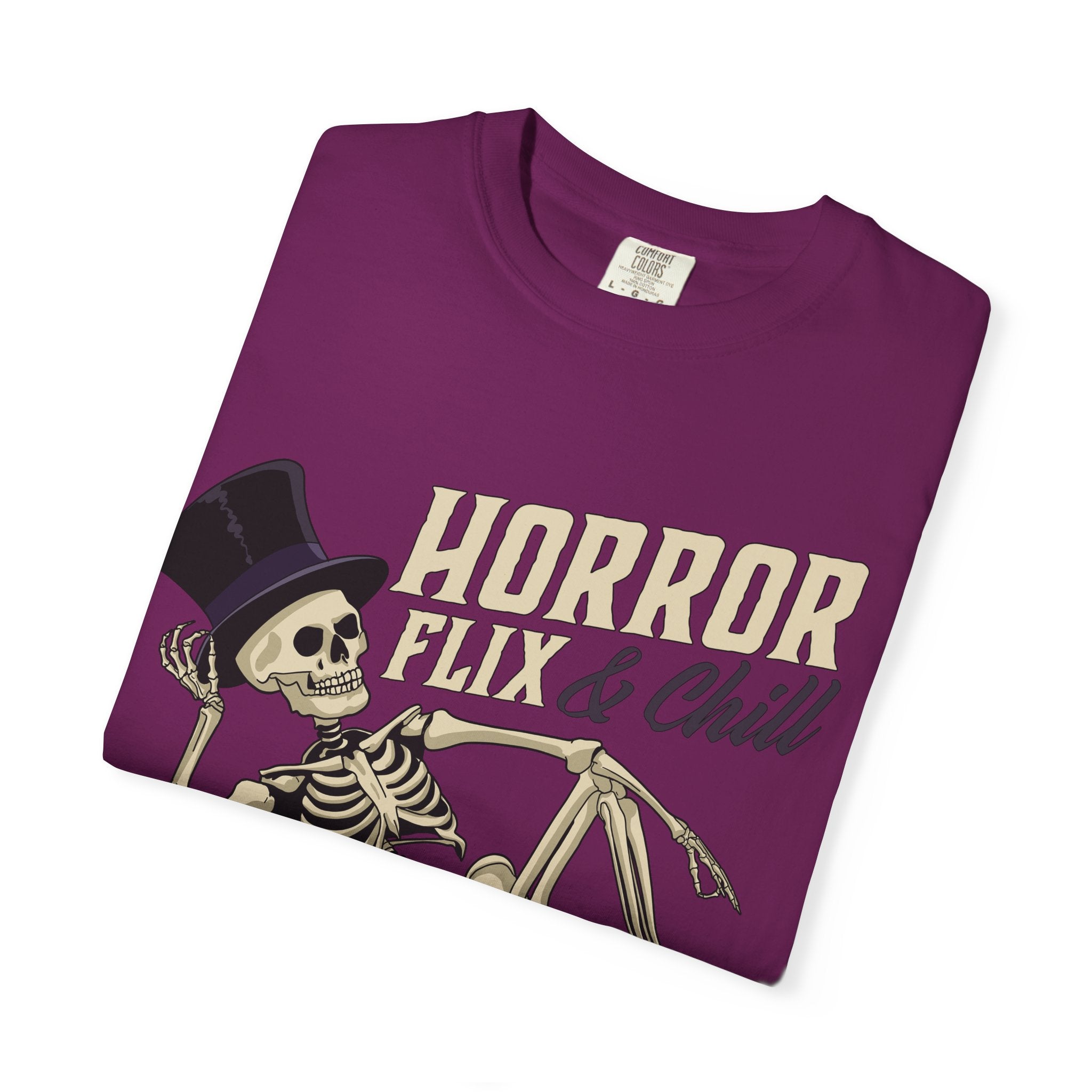 Horror Flix & Chill Skeleton Halloween T-Shirt Comfort Colors®