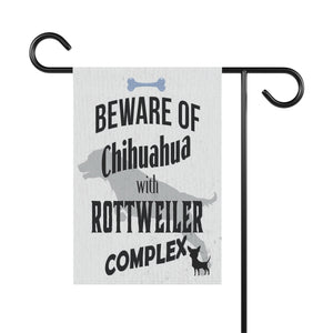 Garden flag with 'Beware of Chihuahua Dog Lovers Funny' design