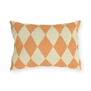 Reversible Orange Harlequin Indoor Outdoor Pillow