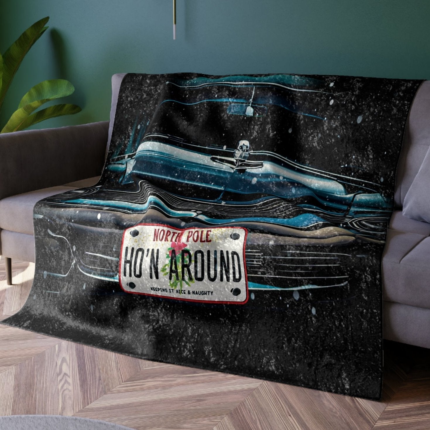 Classic Car Ho'in Around Funny Holiday Throw