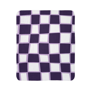 Checkered Purple Whimsical Sherpa Throw