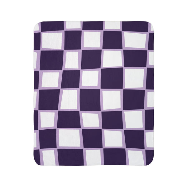 Checkered Purple Whimsical Sherpa Throw