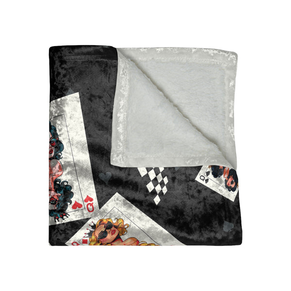 Playing Cards Queens Chic Black Throw Blanket