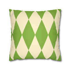 Reversible Green Harlequin Pillow Cover