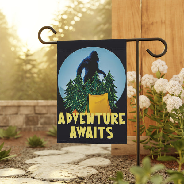 Adventure Awaits Bigfoot Camping Funny Yard Flag