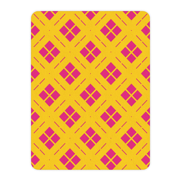 Yellow and Pink Geometric Sherpa Throw Blanket