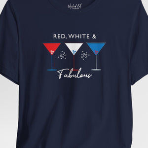 Red white and blue martini cute women's patriotic tee