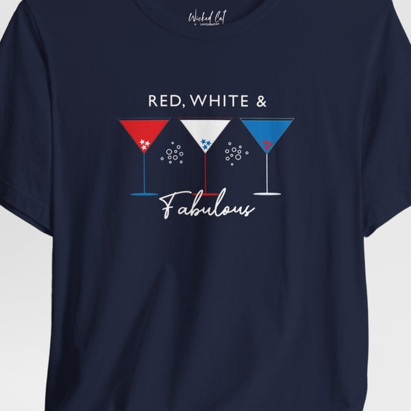 Red white and blue martini cute women's patriotic tee