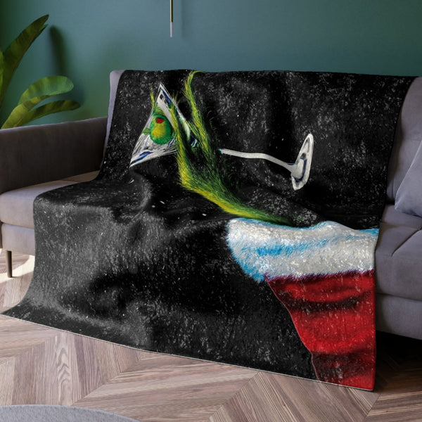 Martini Grinch Throw Soft Decorative Holiday Blanket
