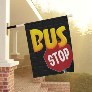 Garden flag with 'School Bus Children's Stop Sign' design
