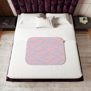 soft sherpa blanket with 'Pink & Blue Whimsical Waves' design