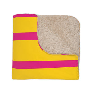 Yellow and Pink Stripes Modern Sherpa Throw Blanket