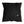 A square black throw pillow featuring a printed design of a black cat's face with glowing green eyes, shown against a plain white background.
