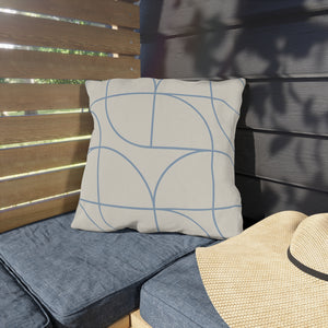 Blue & White Art Deco Indoor Outdoor Throw Pillow