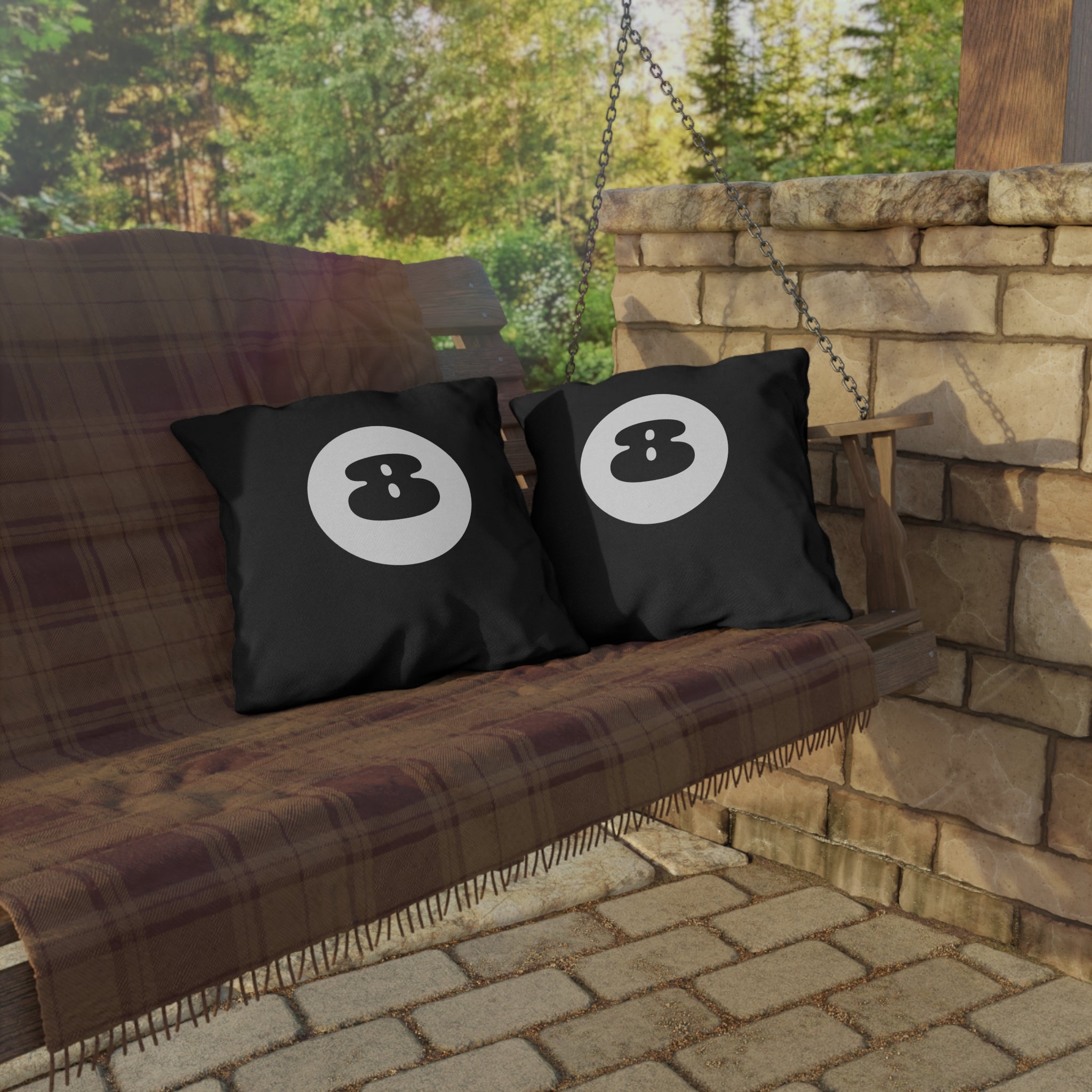 Black 8 Ball Outdoor Throw Pillow