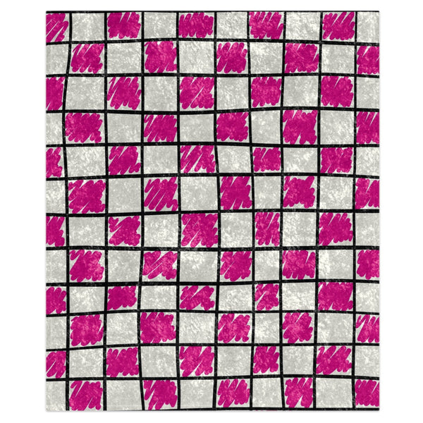 Checkered White & Pink Chic Couch Throw Blanket