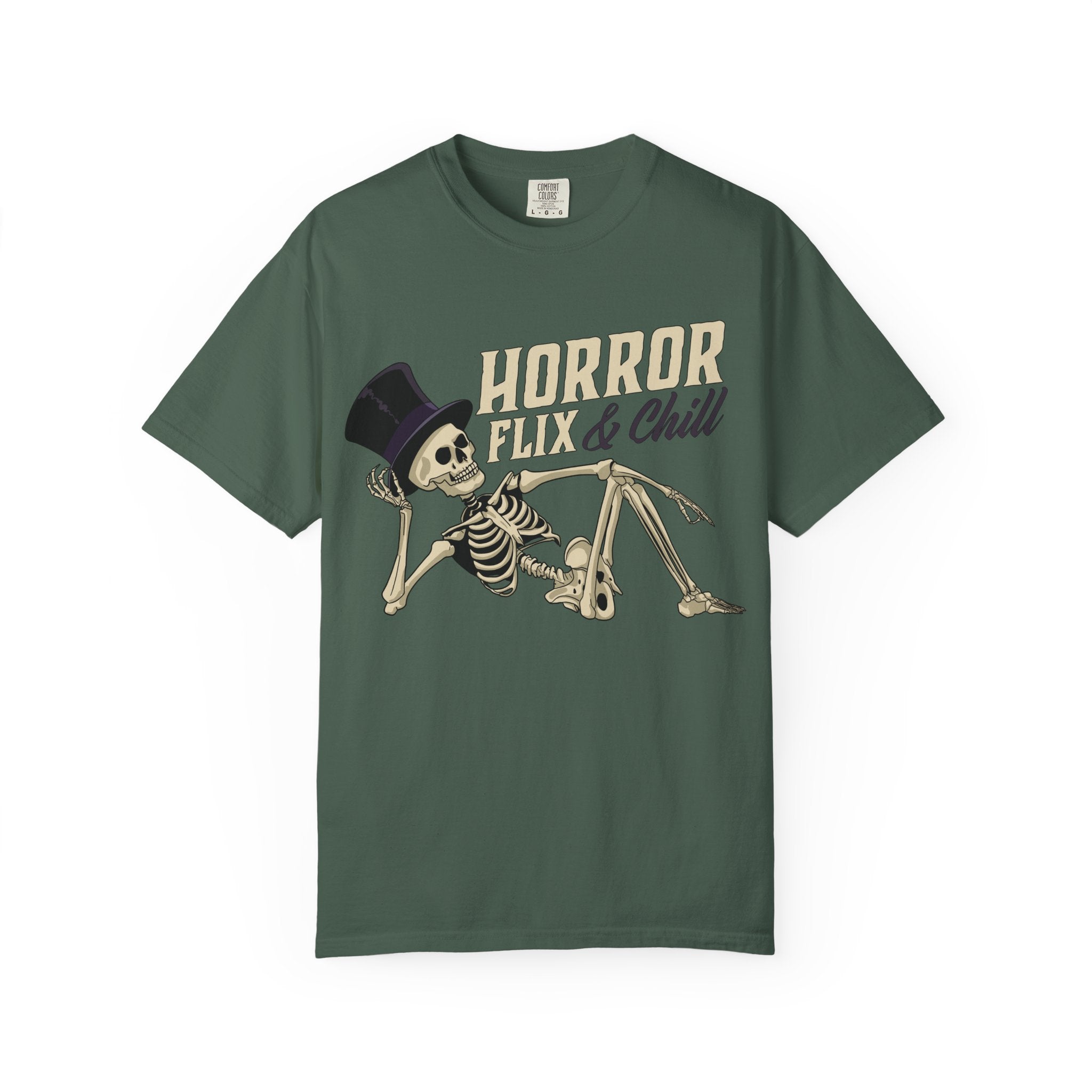 Horror Flix & Chill Skeleton Halloween T-Shirt Comfort Colors®