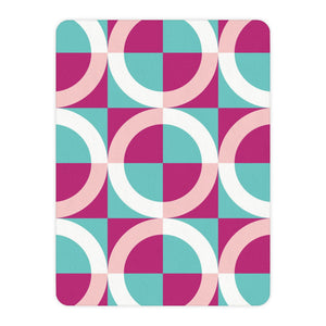 Pink & Blue Modern Geometric Sherpa Throw Blanket
