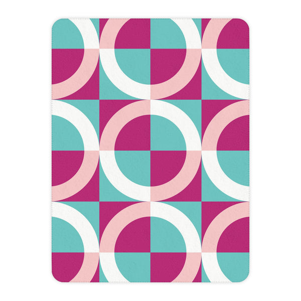 Pink & Blue Modern Geometric Sherpa Throw Blanket