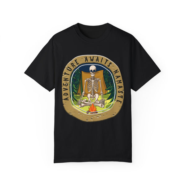 Yoga Skeleton Camping Adventure Awaits T-Shirt