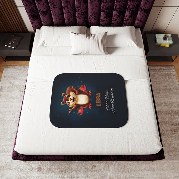Personalized Libra Zodiac Sherpa Baby Blanket